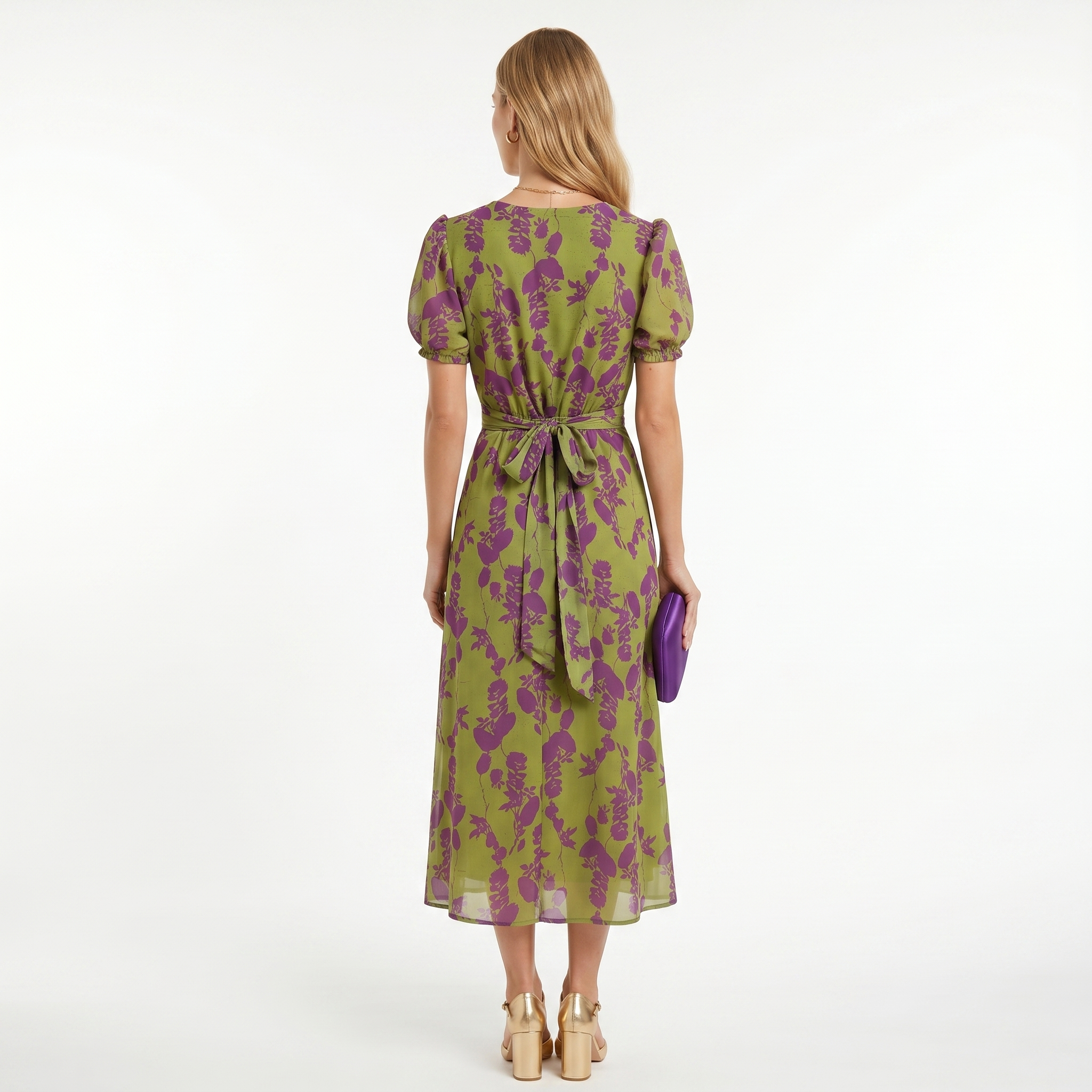 Sofia | Vestido Midi con Estampado Floral y Manga Corta