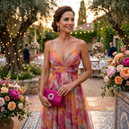 Helena | Vestido de Gala en Tul con Estampado Acuarelado