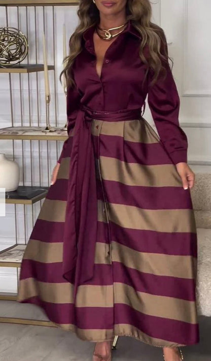 CALISTA™ | Vestido de Rayas de Satén