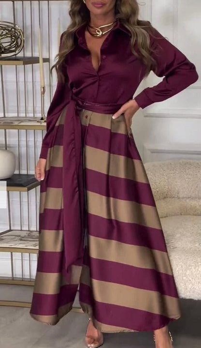 CALISTA™ | Vestido de Rayas de Satén