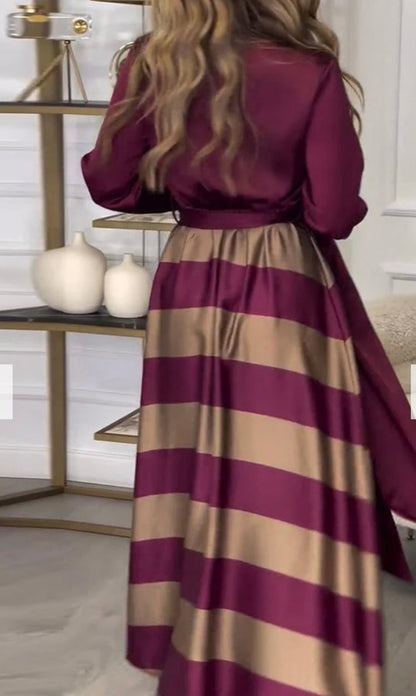 CALISTA™ | Vestido de Rayas de Satén