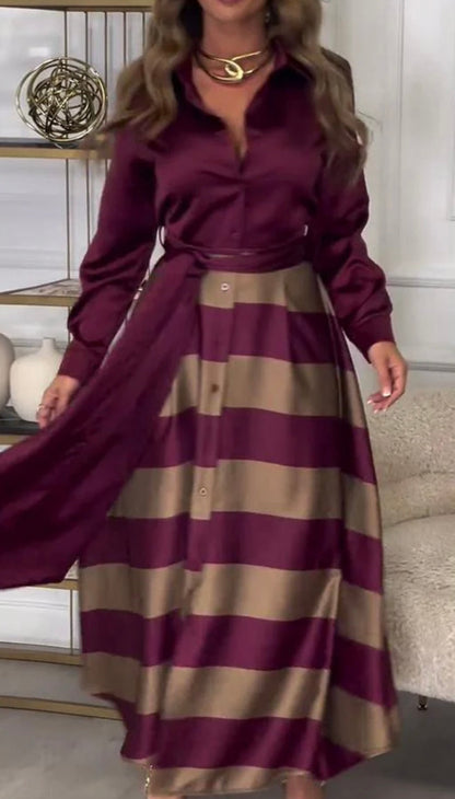 CALISTA™ | Vestido de Rayas de Satén