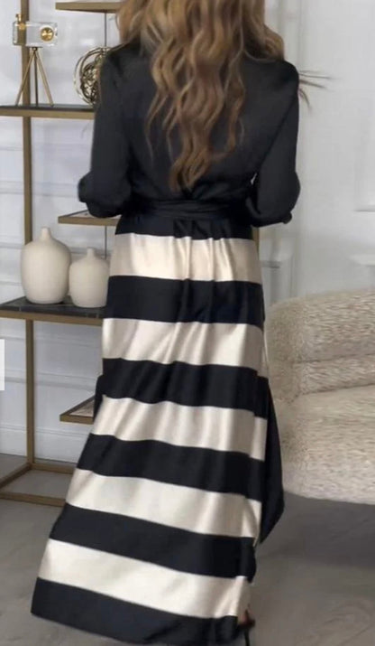 CALISTA™ | Vestido de Rayas de Satén