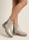 Valentina | Botas Chelsea Doradas con Leopardo