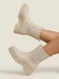 Emma | Botas Chelsea Beige con Leopardo