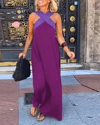 Filipa | Vestido Maxi com Decote Cruzado em Contraste