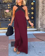 Filipa | Vestido Maxi com Decote Cruzado em Contraste