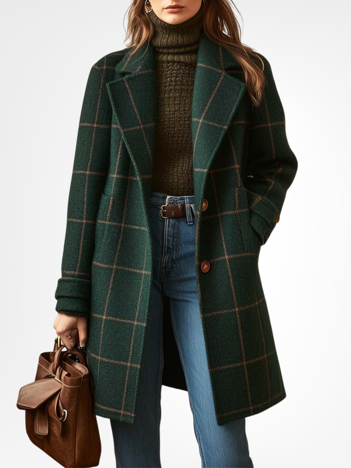 Kensington | Abrigo de Cuadros con Cuello de Solapa