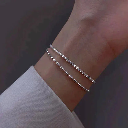 Amparo | Set de Pulseras Plateadas Elegantes con Circonitas