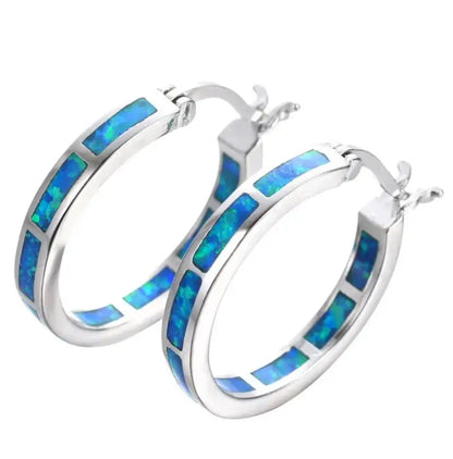 Belén | Pendientes Chic Circulares con Ópalo de Fuego Azul