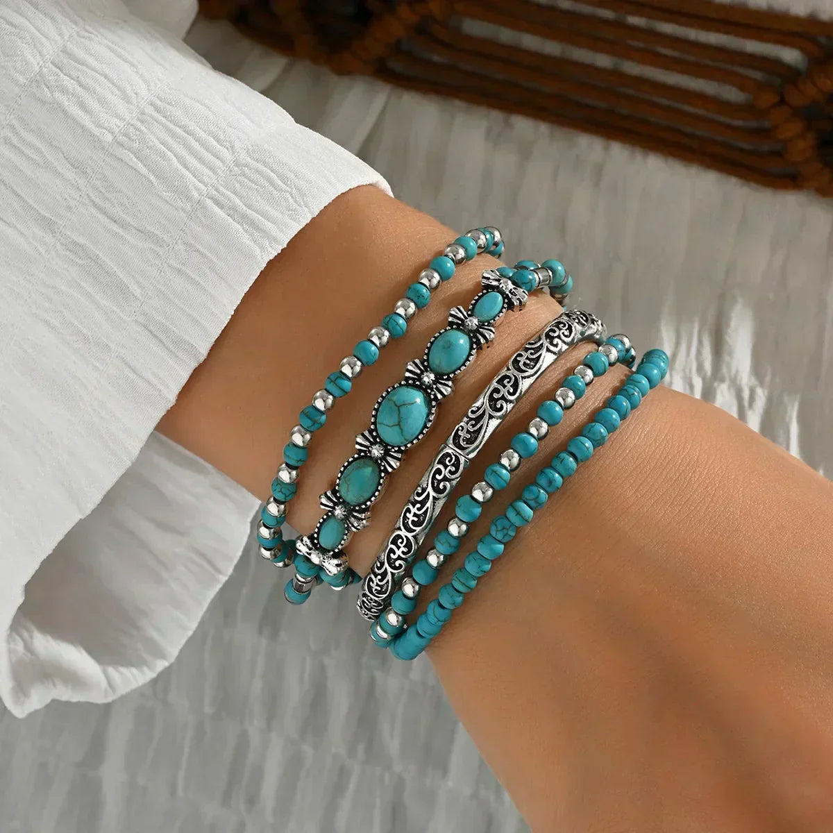 Verónica | Set de Pulseras con Cuentas Turquesa