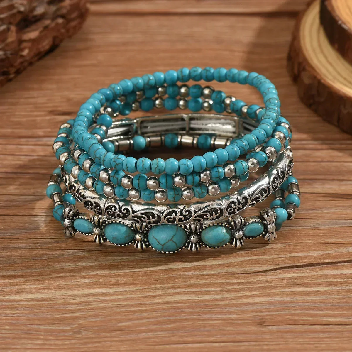 Verónica | Set de Pulseras con Cuentas Turquesa