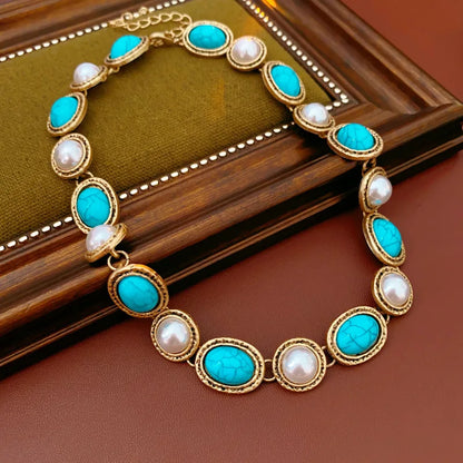 Conjunto Antiguo de Perlas y Turquesa