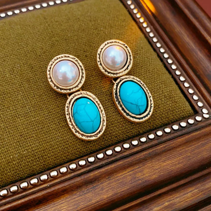 Conjunto Antiguo de Perlas y Turquesa