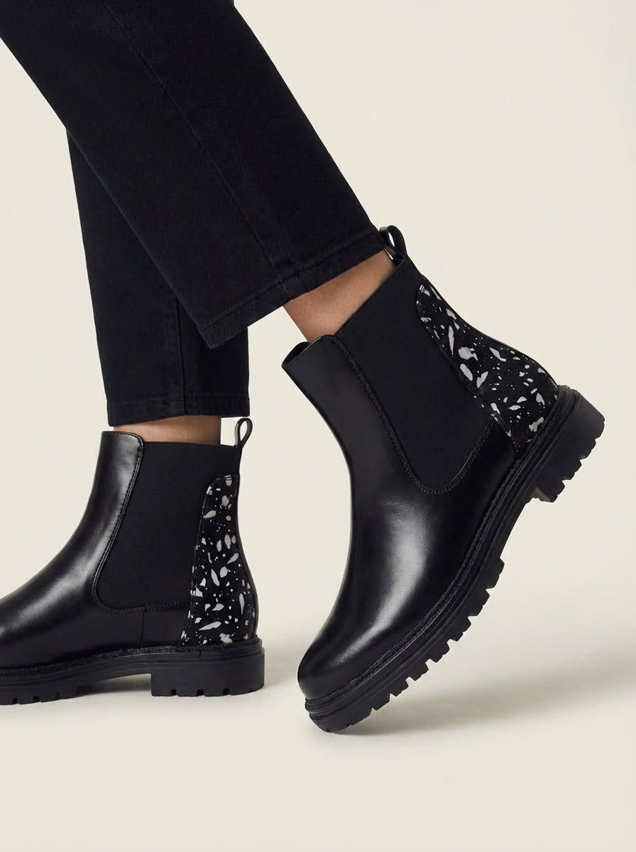 Sofía | Botas Chelsea Negras con Leopardo