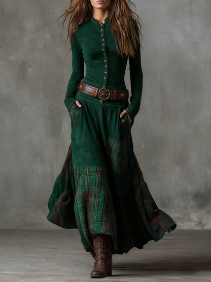 Helena | Vestido Maxi de Ante con Cinturón