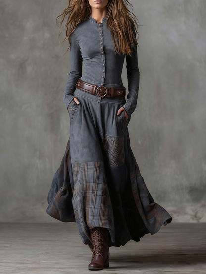 Helena | Vestido Maxi de Ante con Cinturón