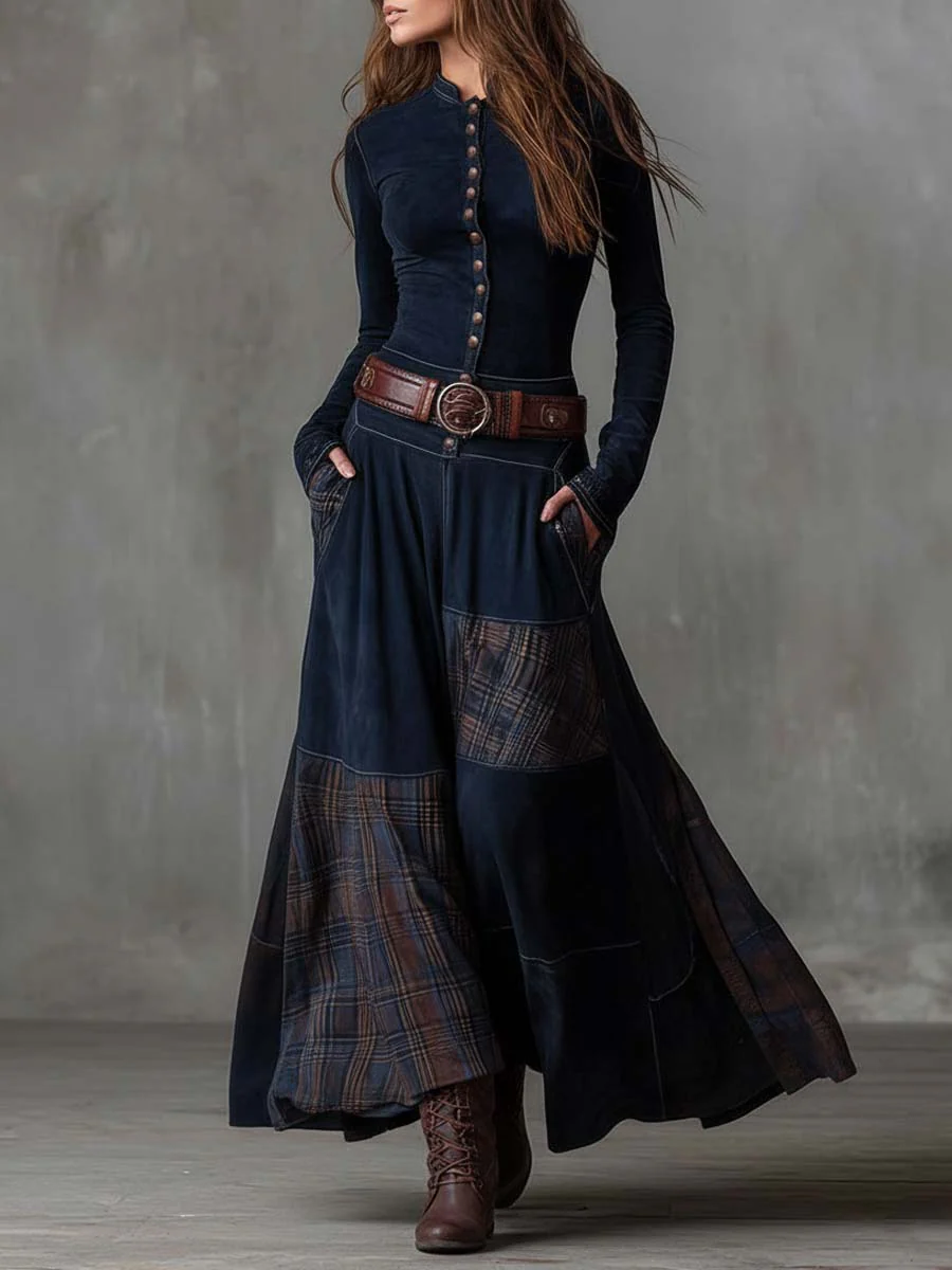 Helena | Vestido Maxi de Ante con Cinturón