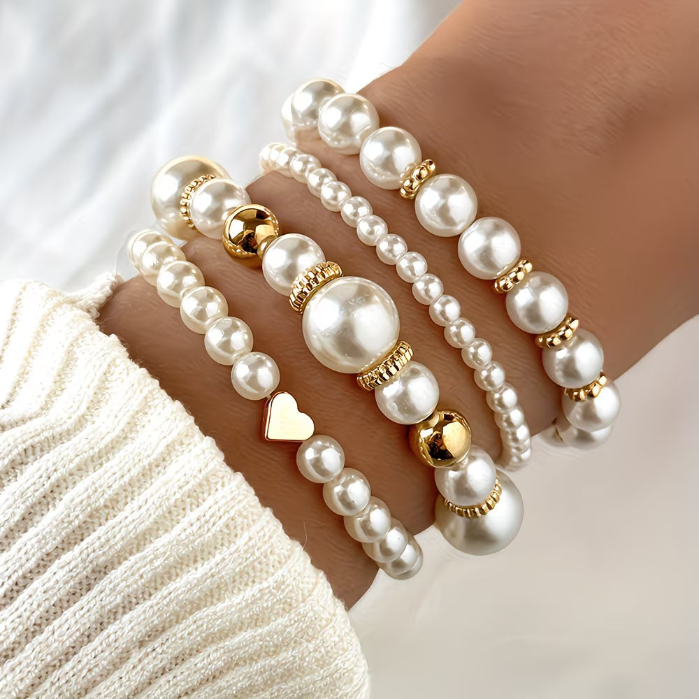 Set de 4 Pulseras de Perlas