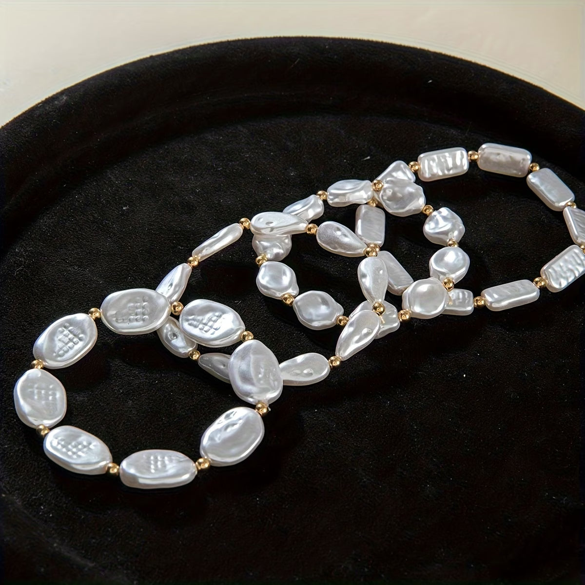 Set de 4 Pulseras Statement de Perlas