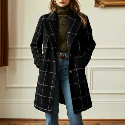 Kensington | Abrigo de Cuadros con Cuello de Solapa