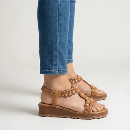Adela | Sandalias Planas con Perlas - Elena Duval