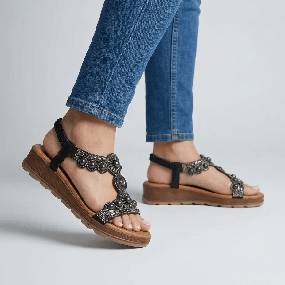 Adela | Sandalias Planas con Perlas - Elena Duval