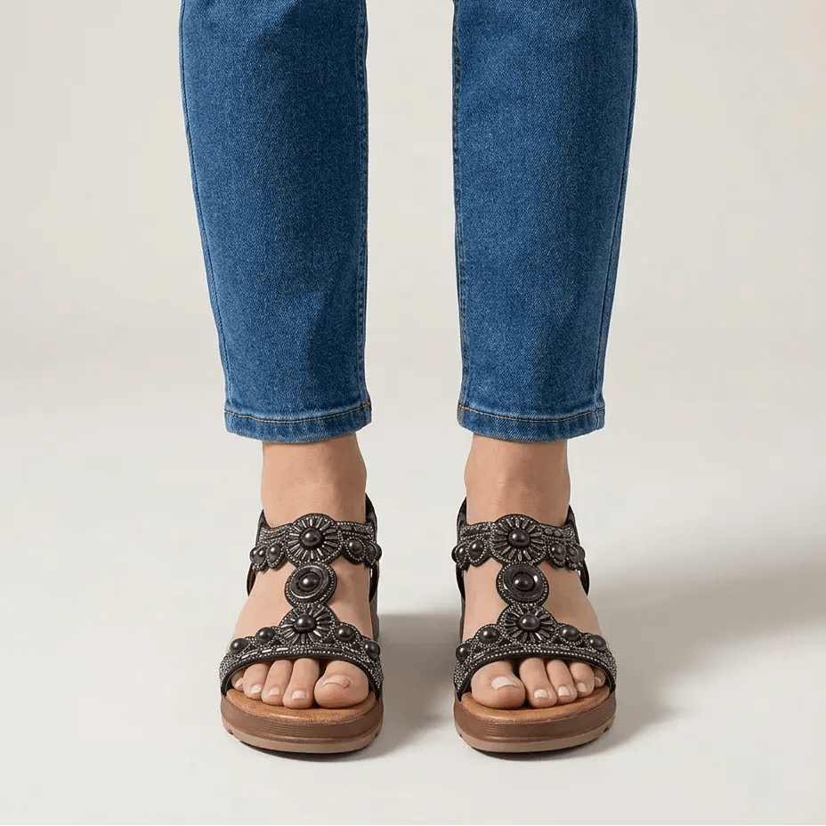 Adela | Sandalias Planas con Perlas - Elena Duval
