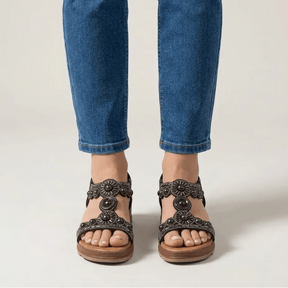 Adela | Sandalias Planas con Perlas - Elena Duval