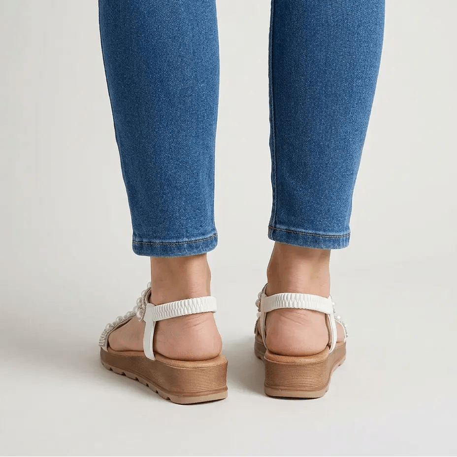 Adela | Sandalias Planas con Perlas - Elena Duval