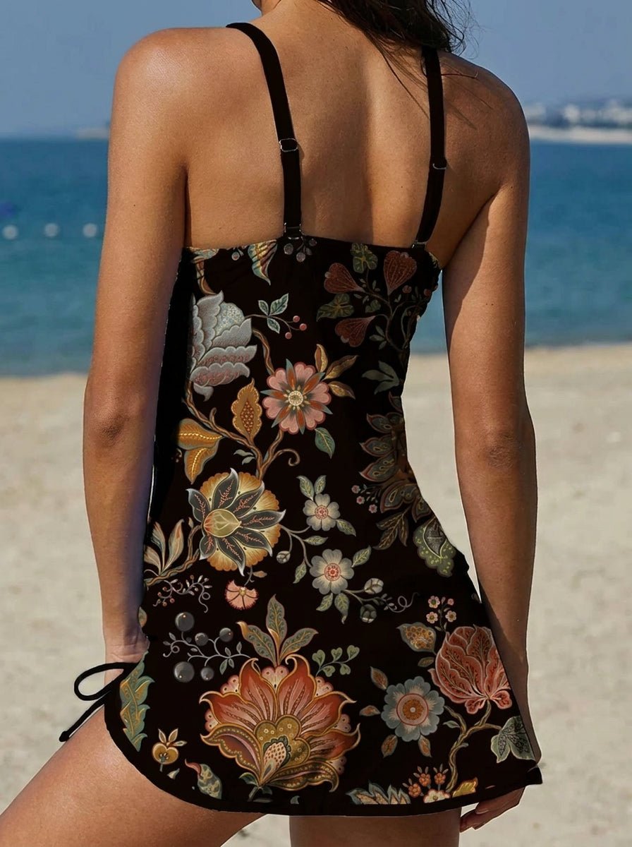 Adriana - Bañador Gráfico Floral con Short, Efecto Vientre Plano - Elena Duval