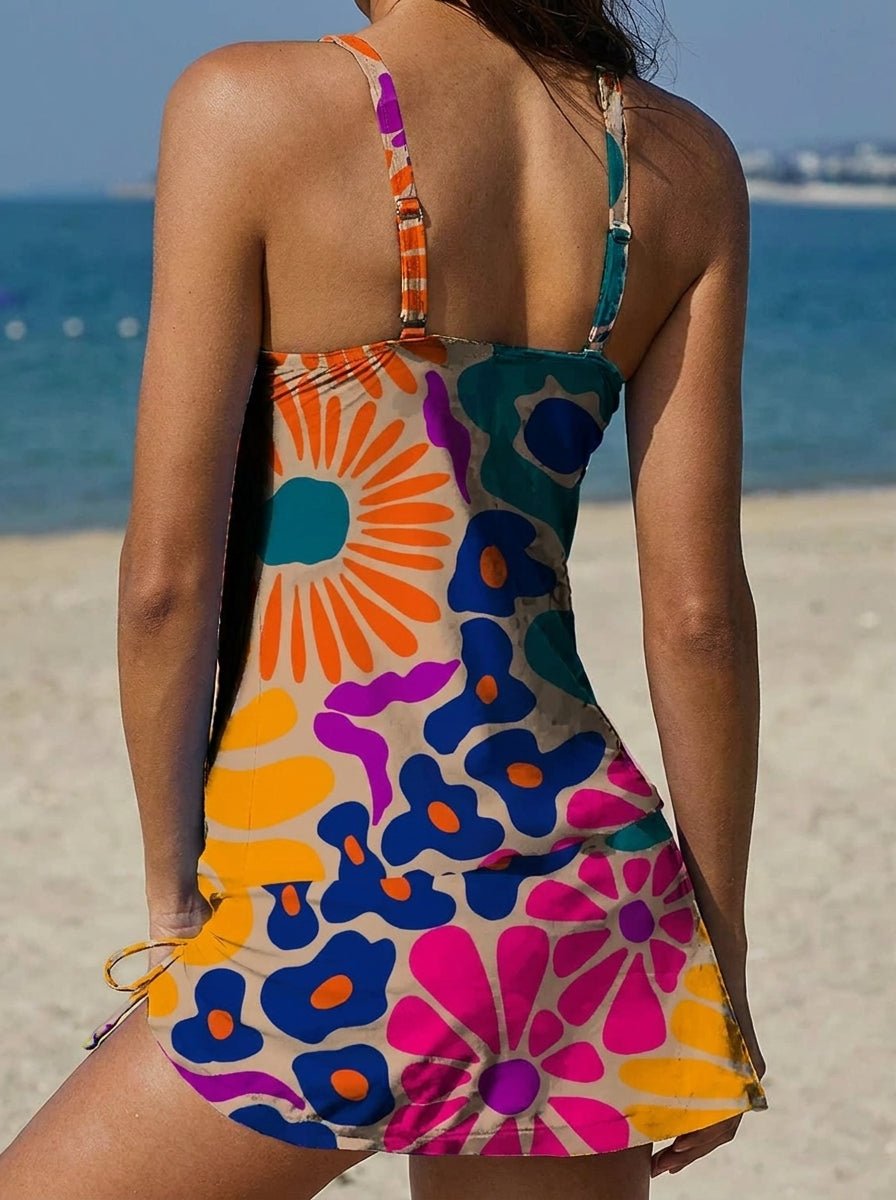 Adriana - Bañador Gráfico Floral con Short, Efecto Vientre Plano - Elena Duval