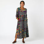 Amélia - Vestido Midi Padrão Abstrato