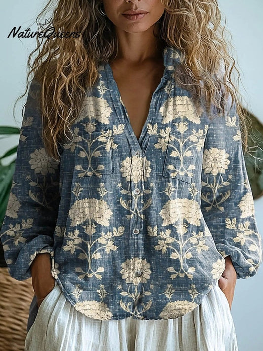 Alba | Blusa Floral Vintage de Manga Larga - Elena Duval