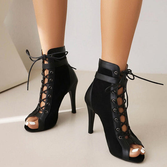 Alicia | Botines de Tacón Fino con Cordones - Elena Duval