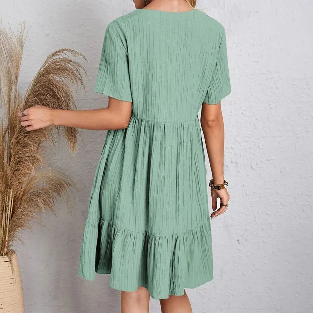 Audrey | Vestido Mini Bohemio con Volantes - Elena Duval
