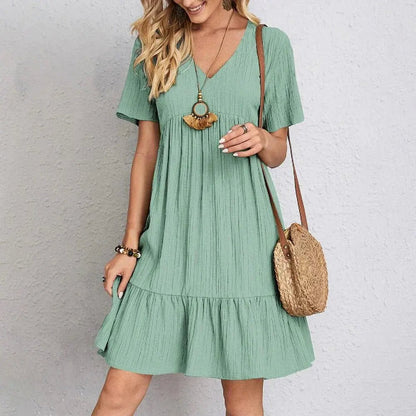 Audrey | Vestido Mini Bohemio con Volantes - Elena Duval
