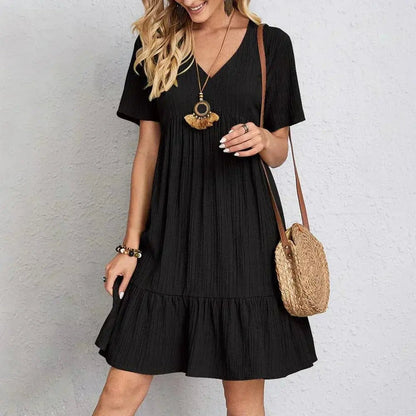 Audrey | Vestido Mini Bohemio con Volantes - Elena Duval