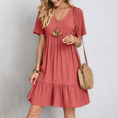 Audrey | Vestido Mini Bohemio con Volantes - Elena Duval