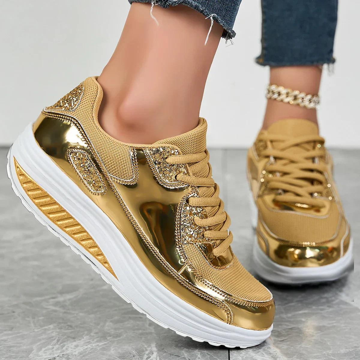 Aurelia | Women's Rhinestone Platform Sneakers