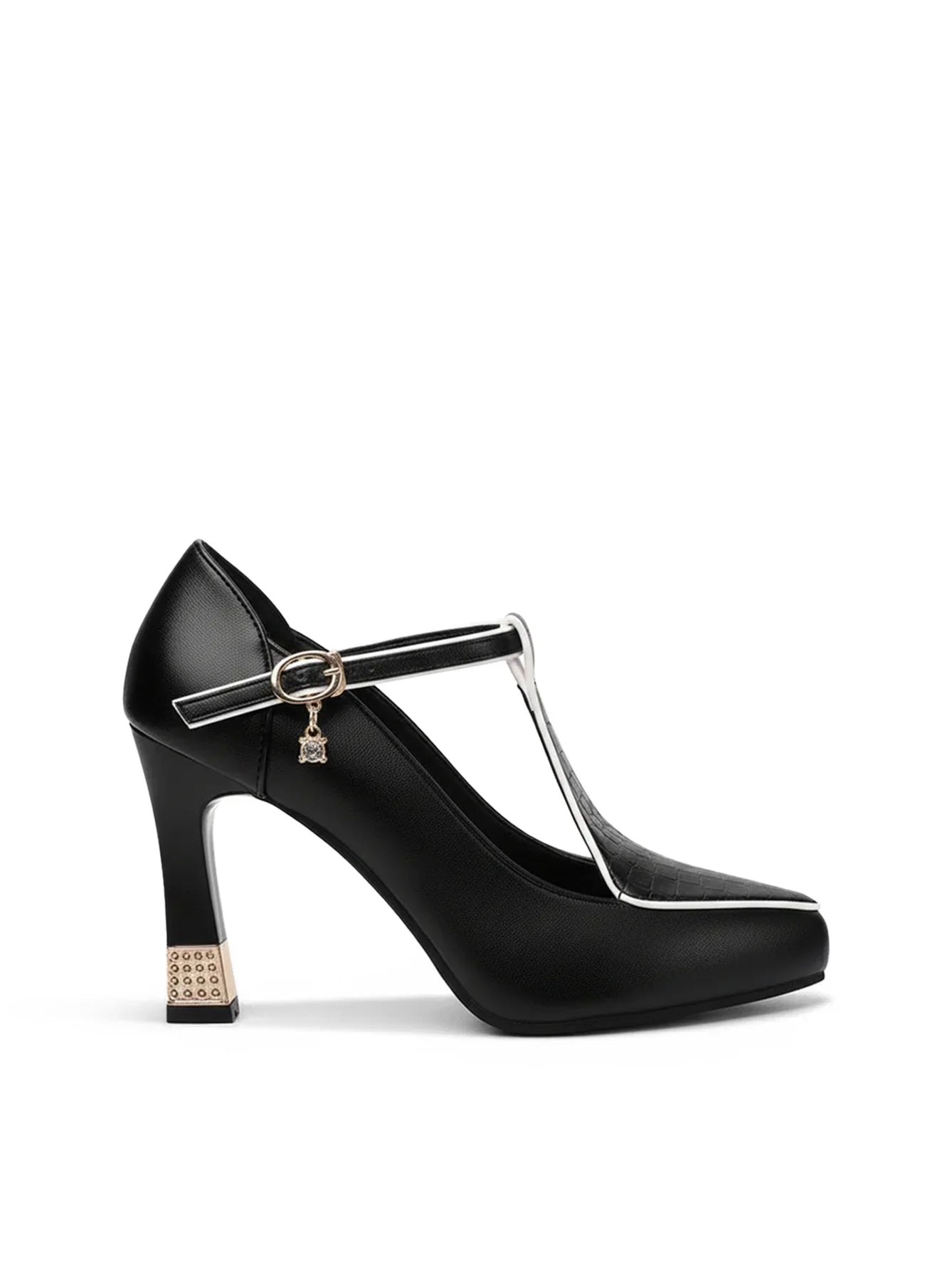 Aurora | Zapatos de Salón con Tira en T y Detalle Joya