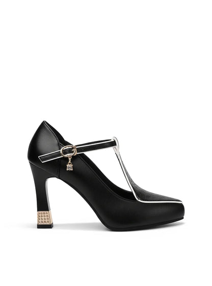 Aurora | Zapatos de Salón con Tira en T y Detalle Joya