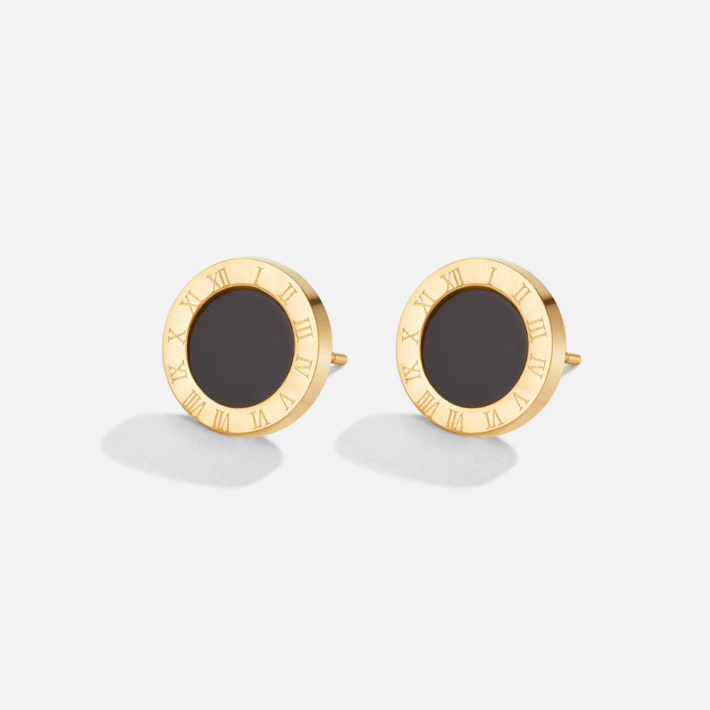 Selina – Pendientes circulares con centro negro.