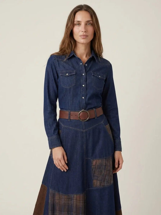 Azucena - Vestido Maxi de Ante con Cinturón - Elena Duval