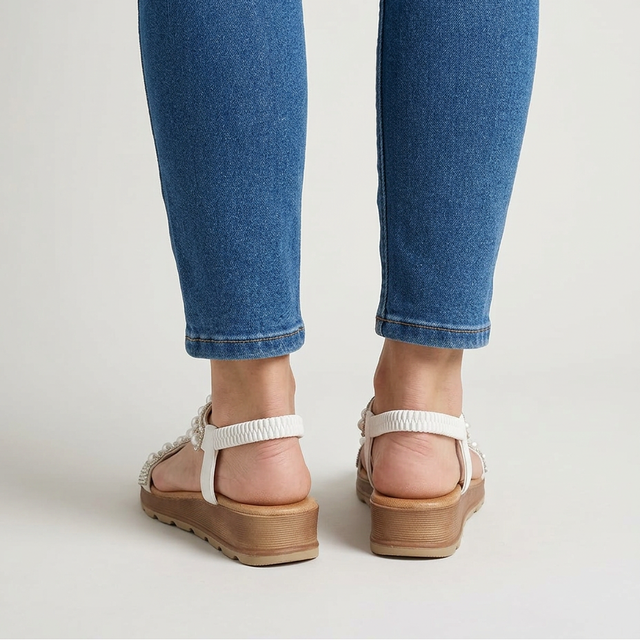 Adela | Sandalias Planas con Perlas