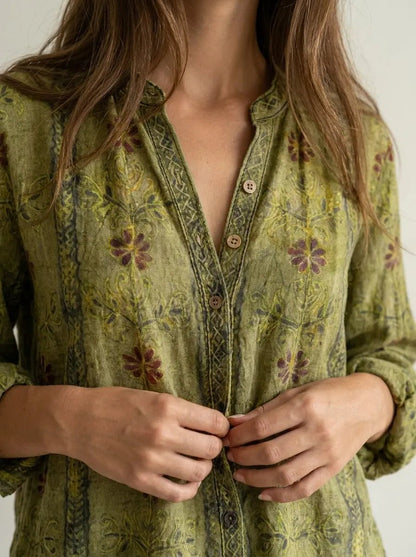 Brianna | Camisa Elegante Vintage con Estampado Floral - Elena Duval