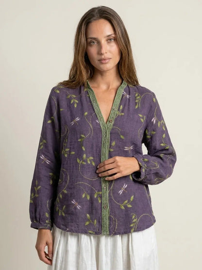 Brianna | Camisa Elegante Vintage con Estampado Floral - Elena Duval