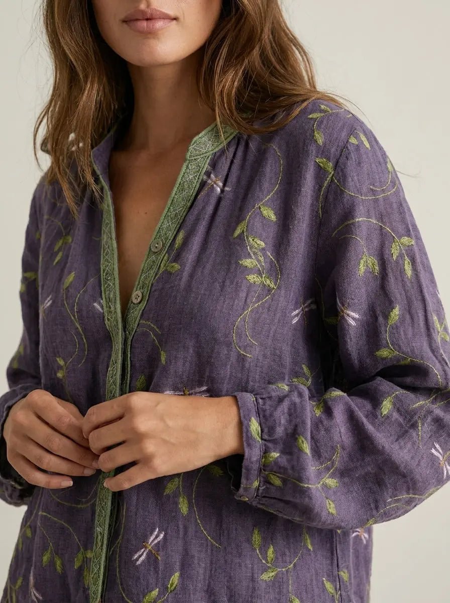 Brianna | Camisa Elegante Vintage con Estampado Floral - Elena Duval