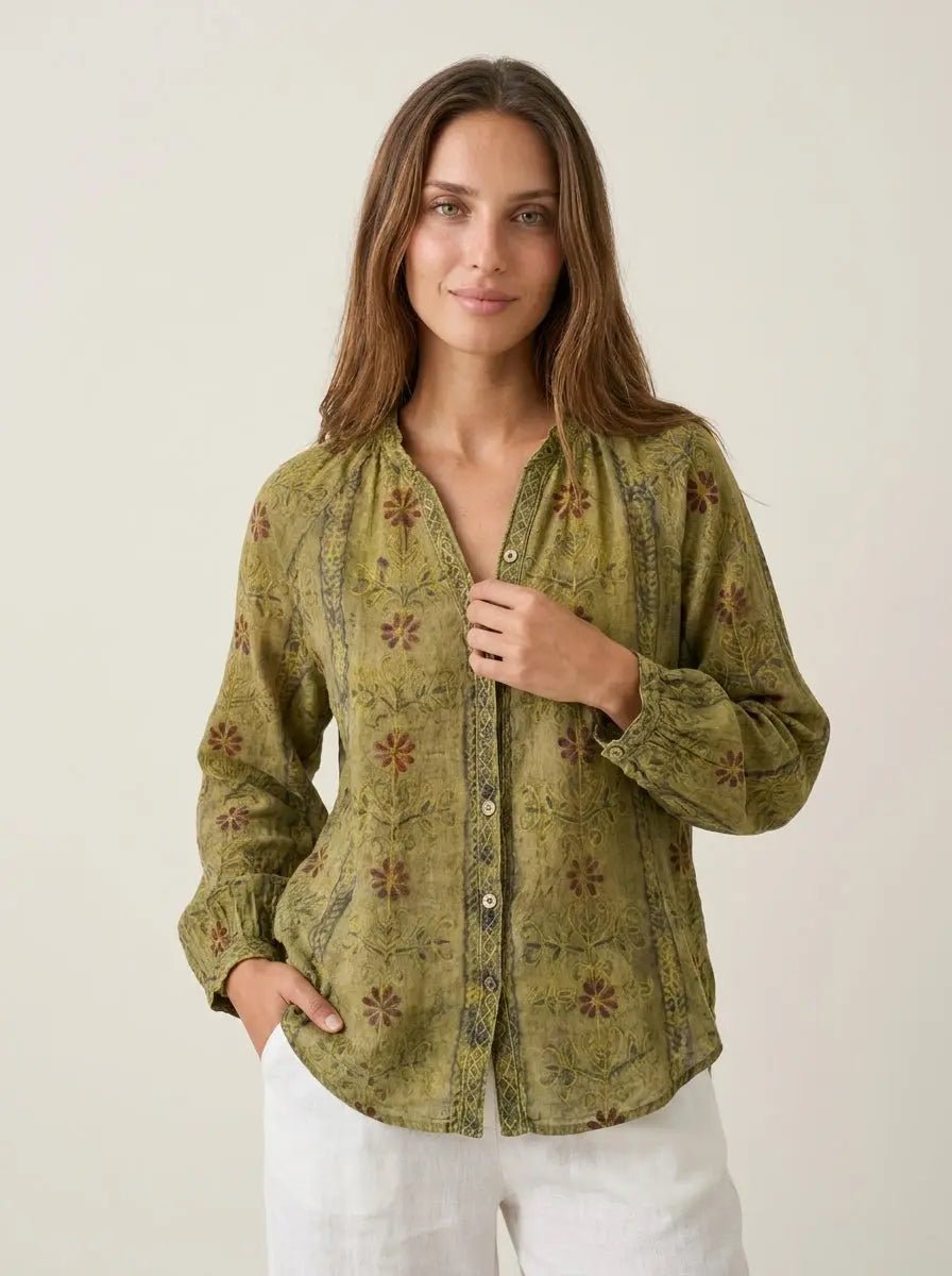 Brianna | Camisa Elegante Vintage con Estampado Floral - Elena Duval