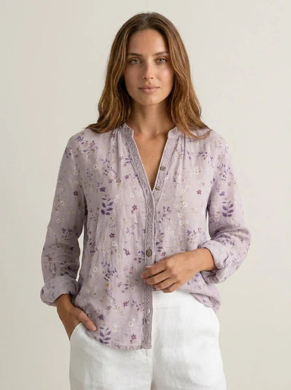 Brianna | Camisa Elegante Vintage con Estampado Floral - Elena Duval